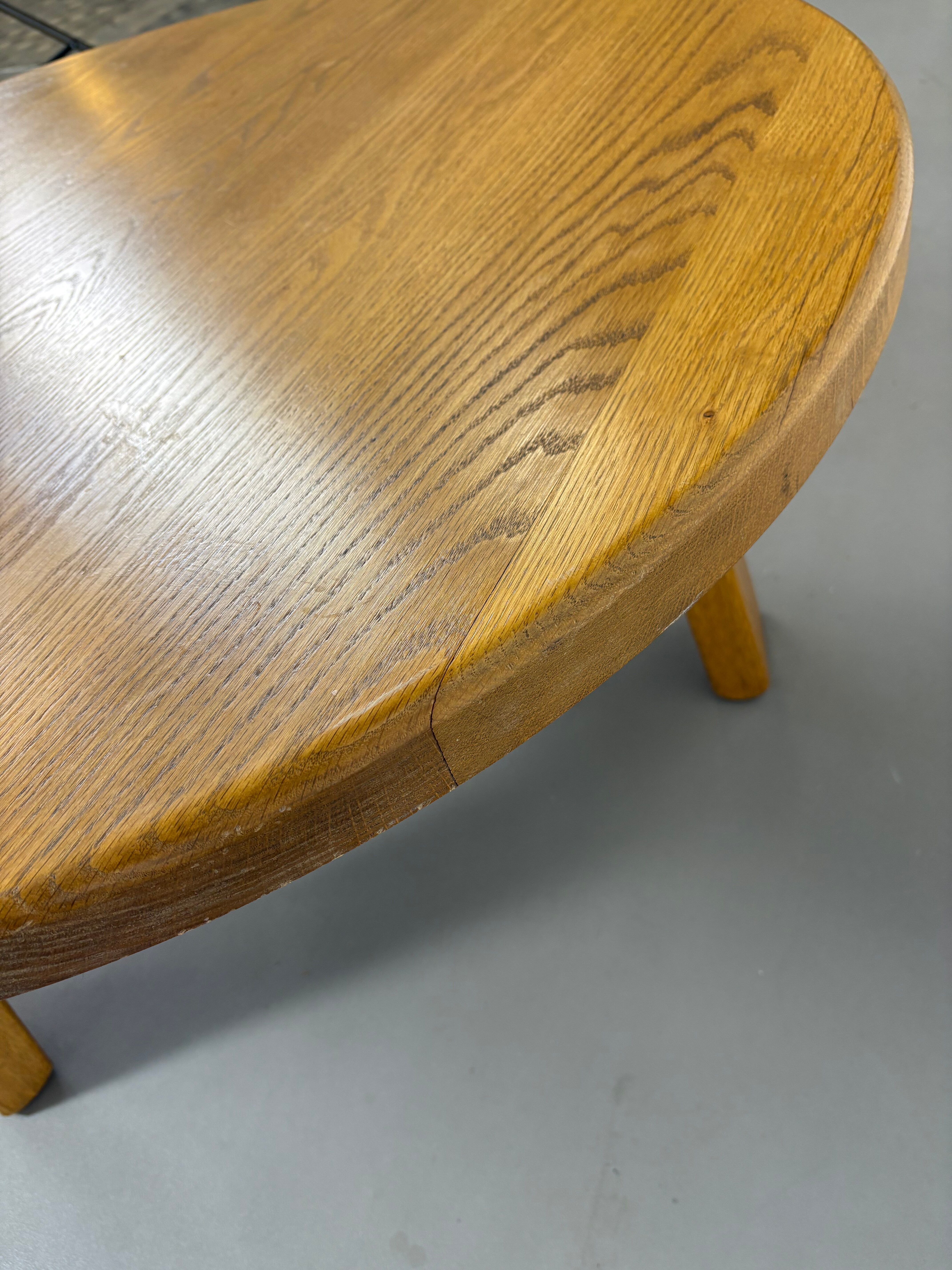 Round Oak Brutalist Round Coffee Table