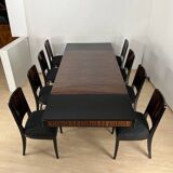 French Art Deco Expandable Dining Room Set, 1930, Set of 9