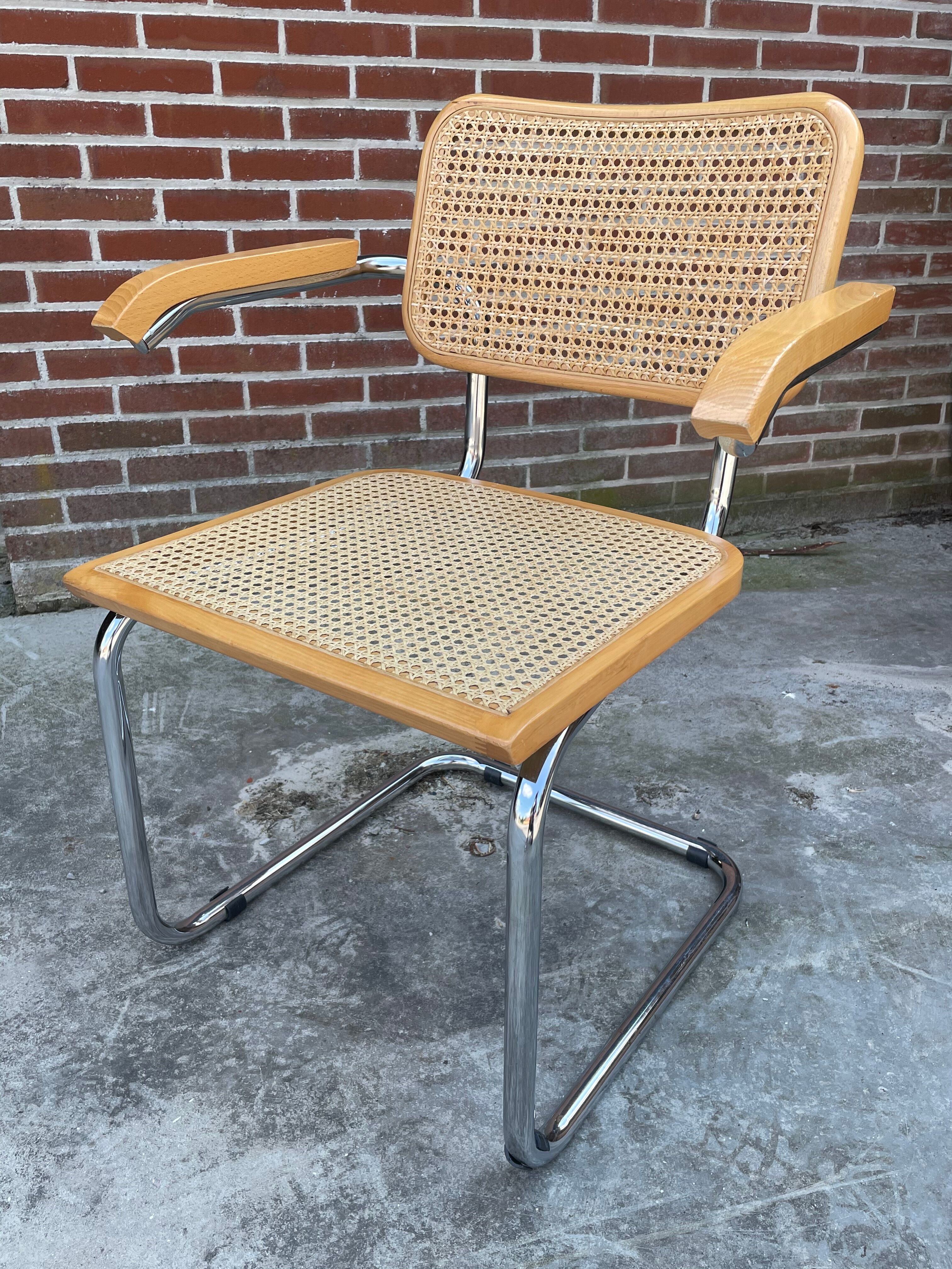 Chair model Cesca by Marcel Breuer with armrests B64