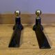 Pair of Napoleon III andirons from the 19th century in cast iron and brass
