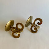Set of 2 brutalist bronze candleholders, 1970s