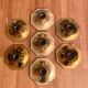 Suite de 7 appliques, plafonniers vintage, laiton, Motoko Ishii pour Staff Leuchten 1970