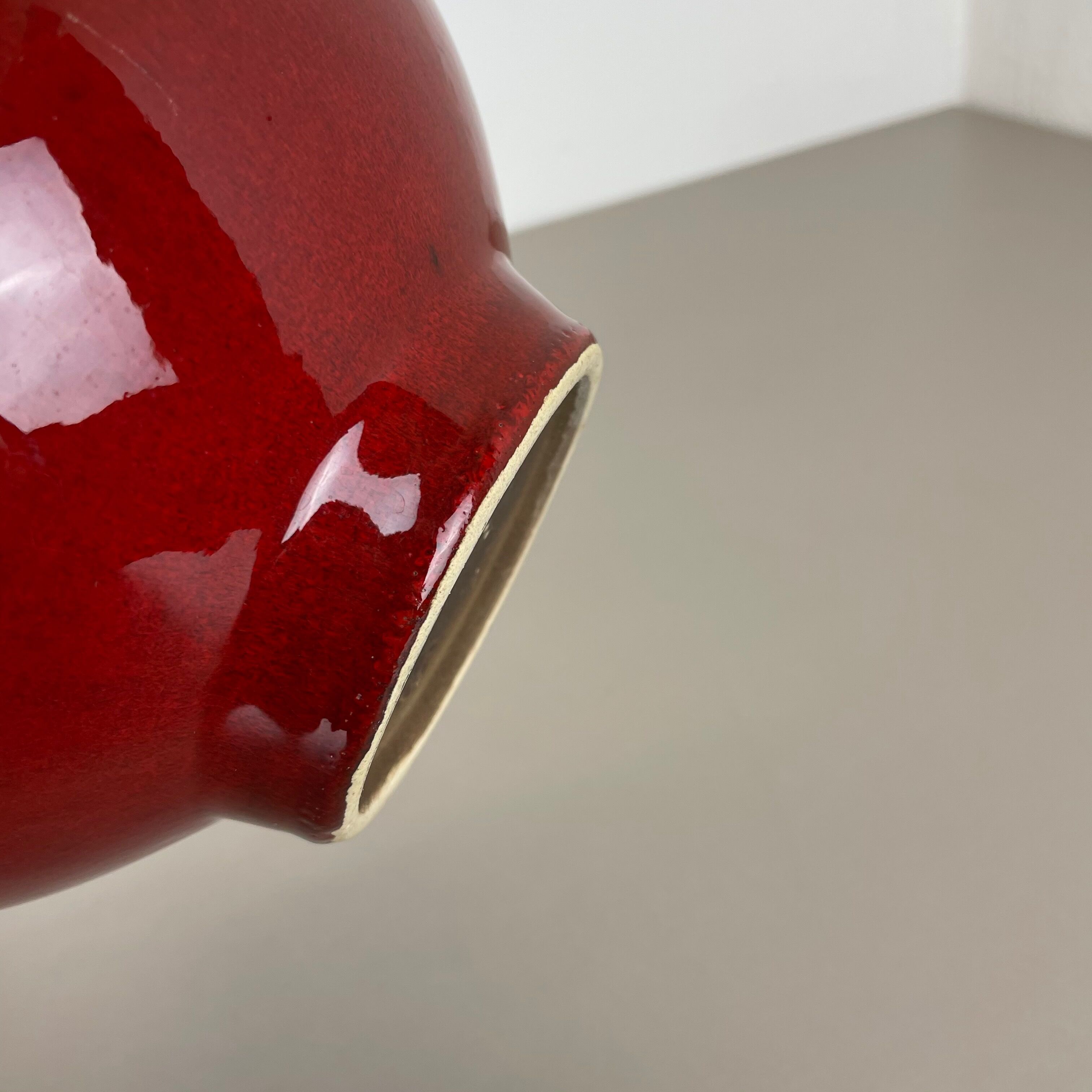 Set of two pottery fat lava vases "black-red" by Jopeko, Germany, 1970s modern