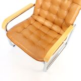 Leather and chrome armchair 70s