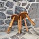 Pair of solid wood tripod stools