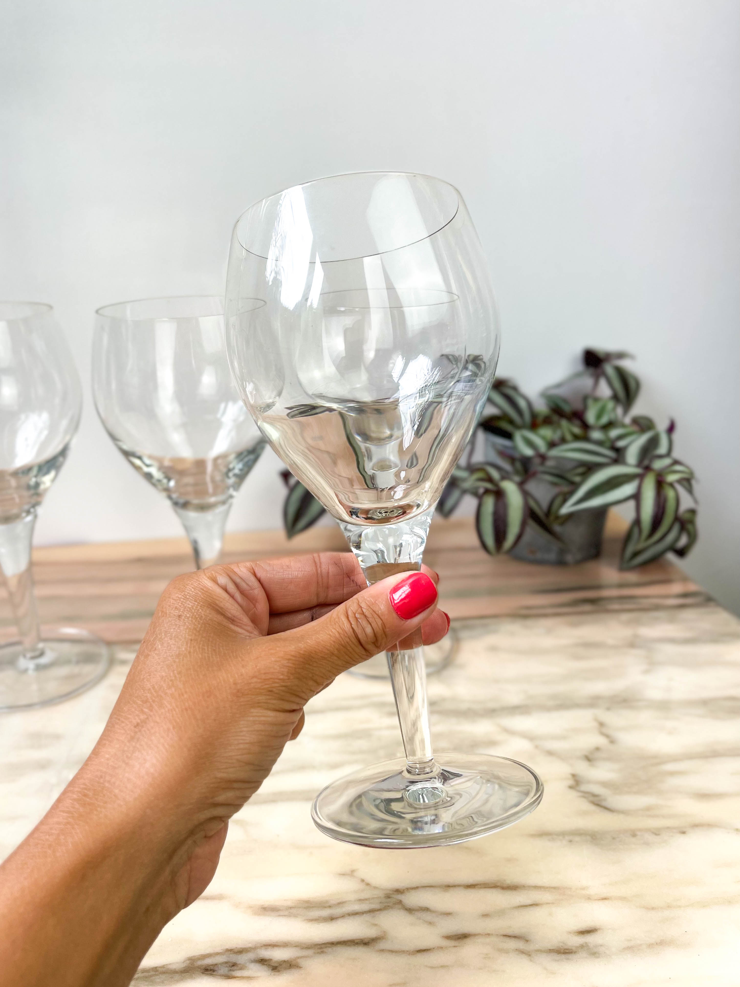 6 vintage crystal water glasses