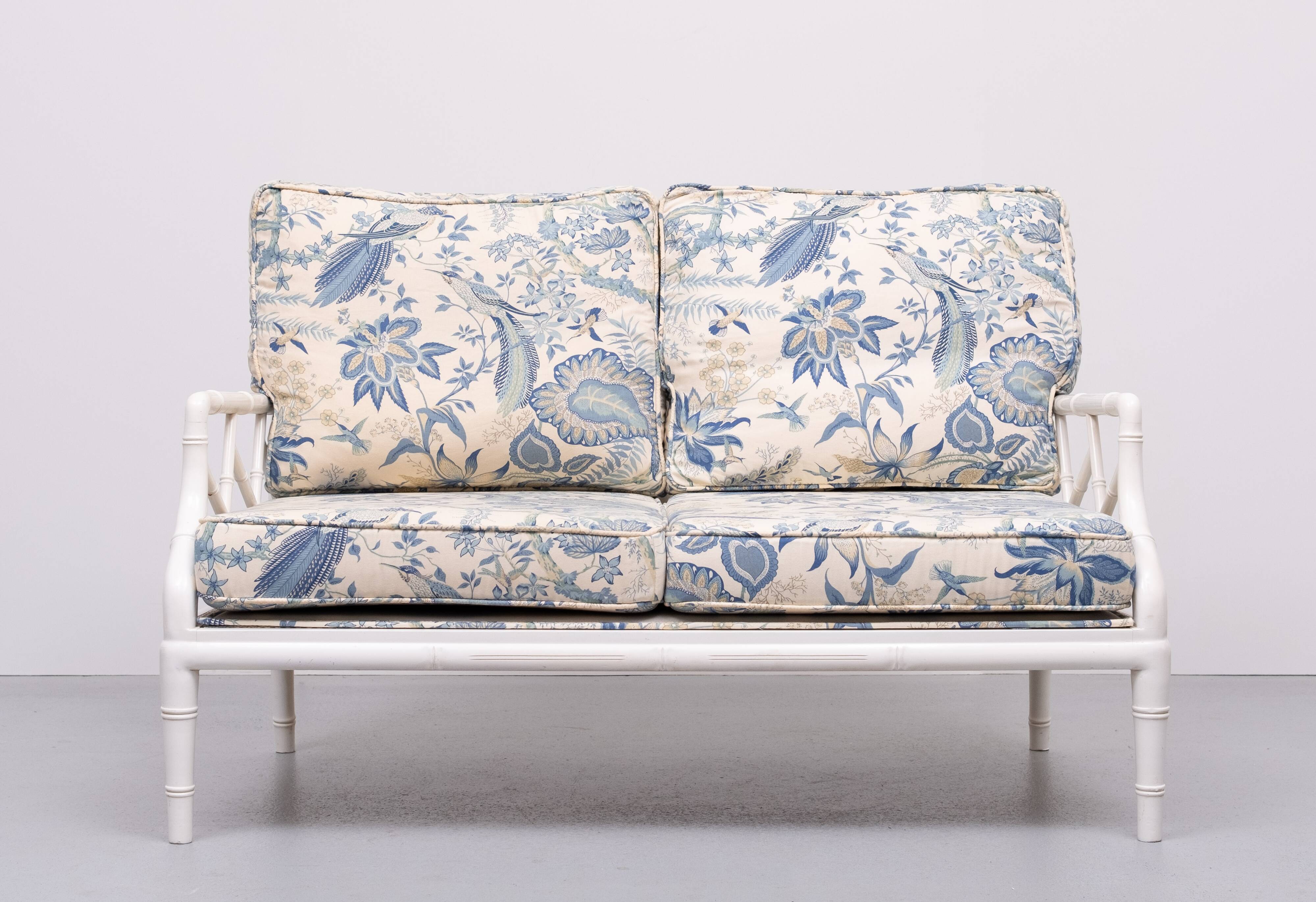 Faux Bamboo Chippendale Two seat Sofa 1970s France