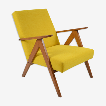 Scandinavian armchair, 60s, fully restored, yellow fabric