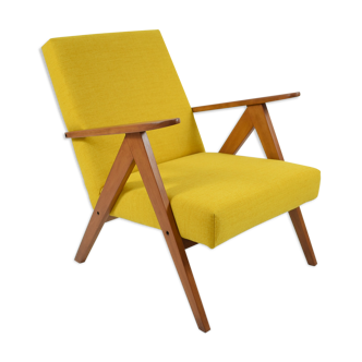Scandinavian armchair, 60s, fully restored, yellow fabric