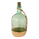 Bonbonne vintage en verre et raphia