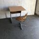 Embru set from the 1960s, school desk and brown wooden and steel chair, Switzerland, set of 2.