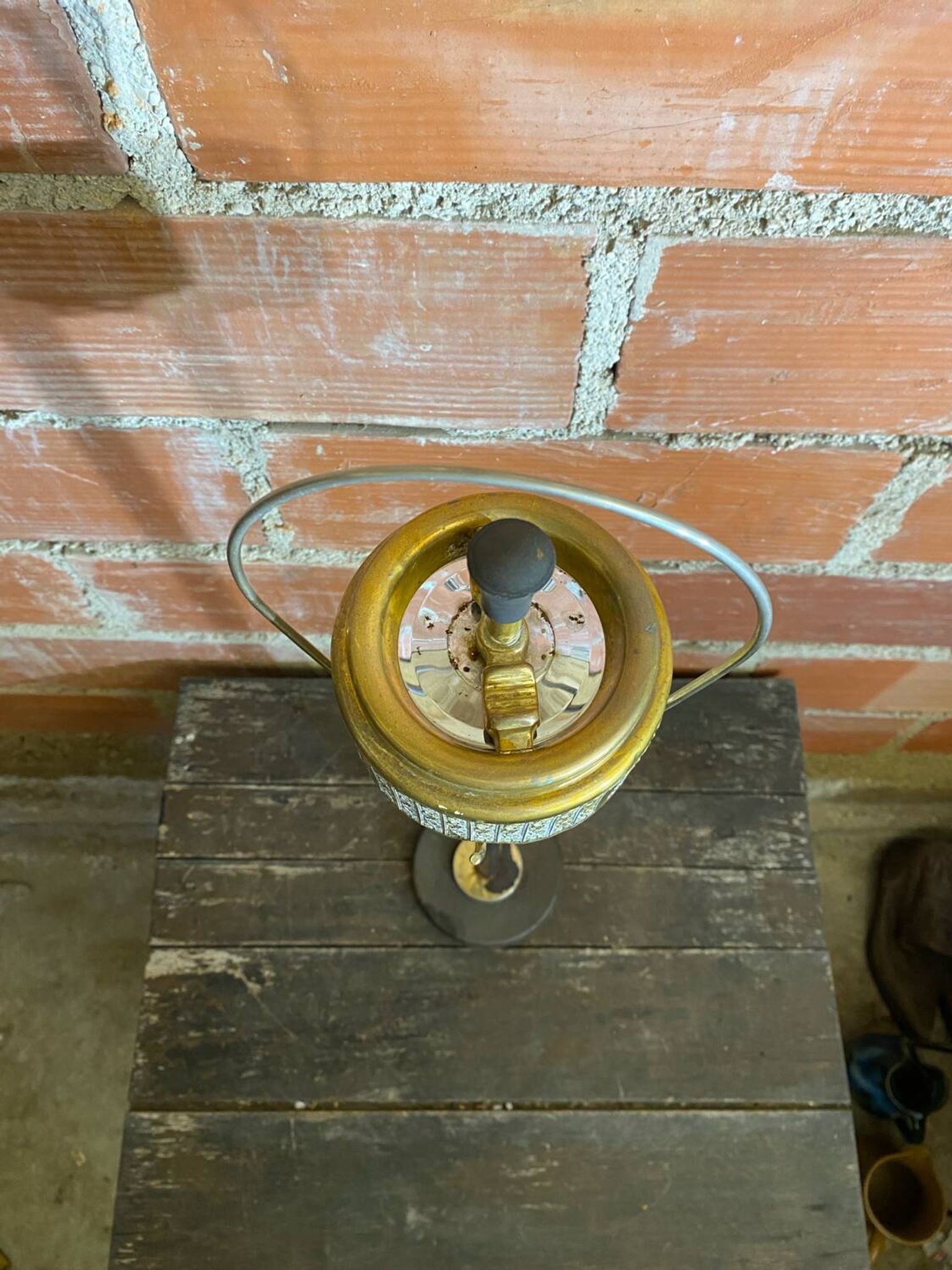Vintage French Cast Iron Stand Ashtray + Gold Metal Ashtray #D
