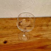 Set of 4 vintage engraved glass stemware from the 1950s.