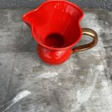 Red Pitcher Vase with Gold Accents Attributed to André Baud - Vallauris