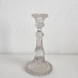 Antique baluster-shaped molded glass candlestick holder