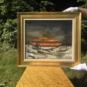 Vintage Winter Landscape Oil Painting