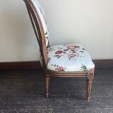 Nursing chair medallion Louis XVI 19th Sanderson chintz with flowers