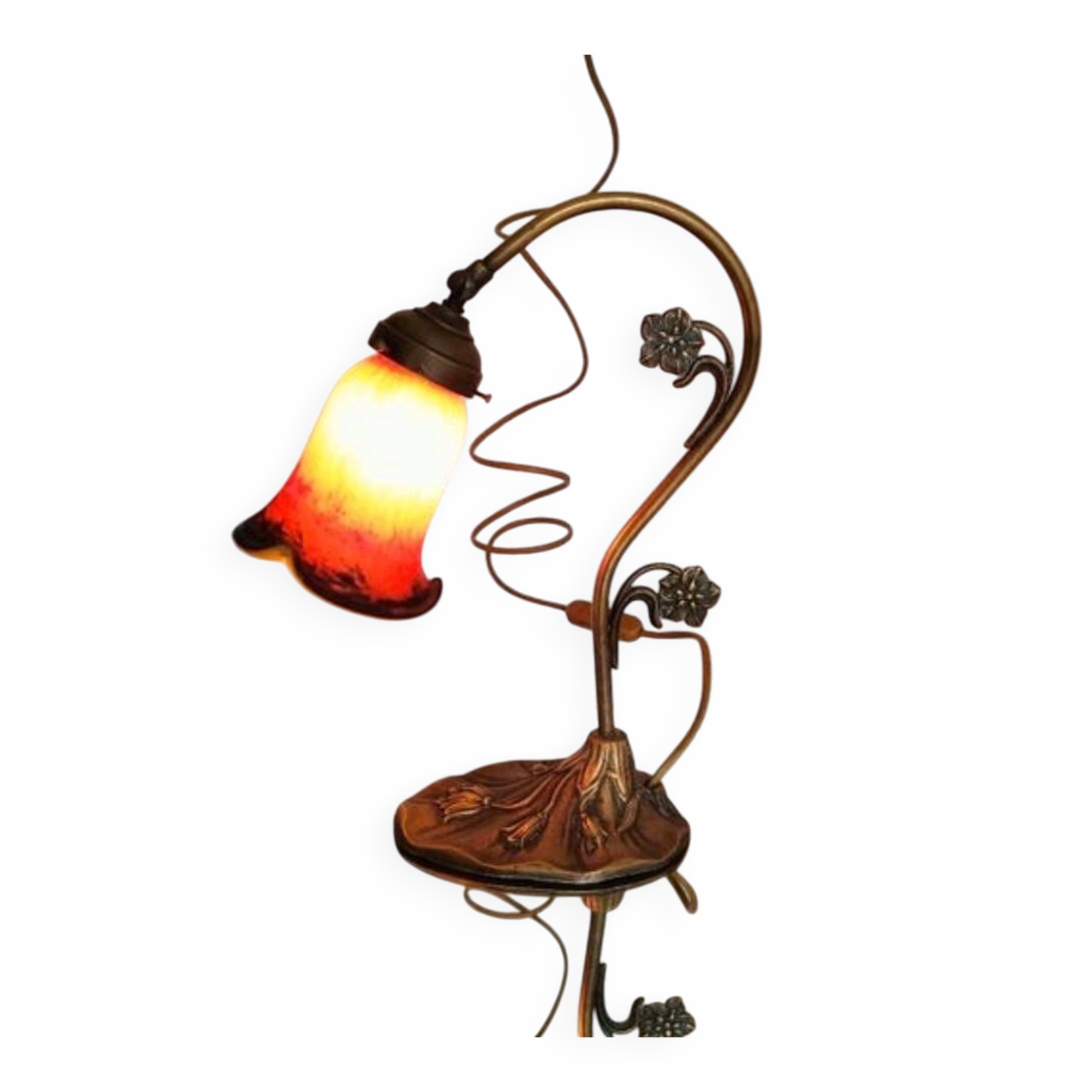 Art Nouveau tulip articulated lamp signed Art de France