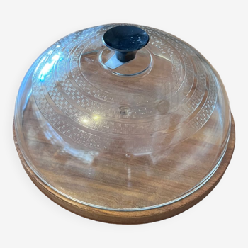 Cloche en verre et plat bois