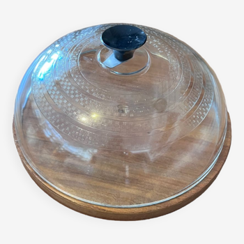 Glass bell and wooden plate