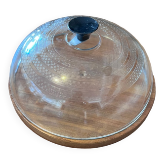 Glass bell and wooden plate