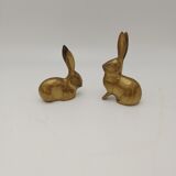 Couple de lapins en laiton