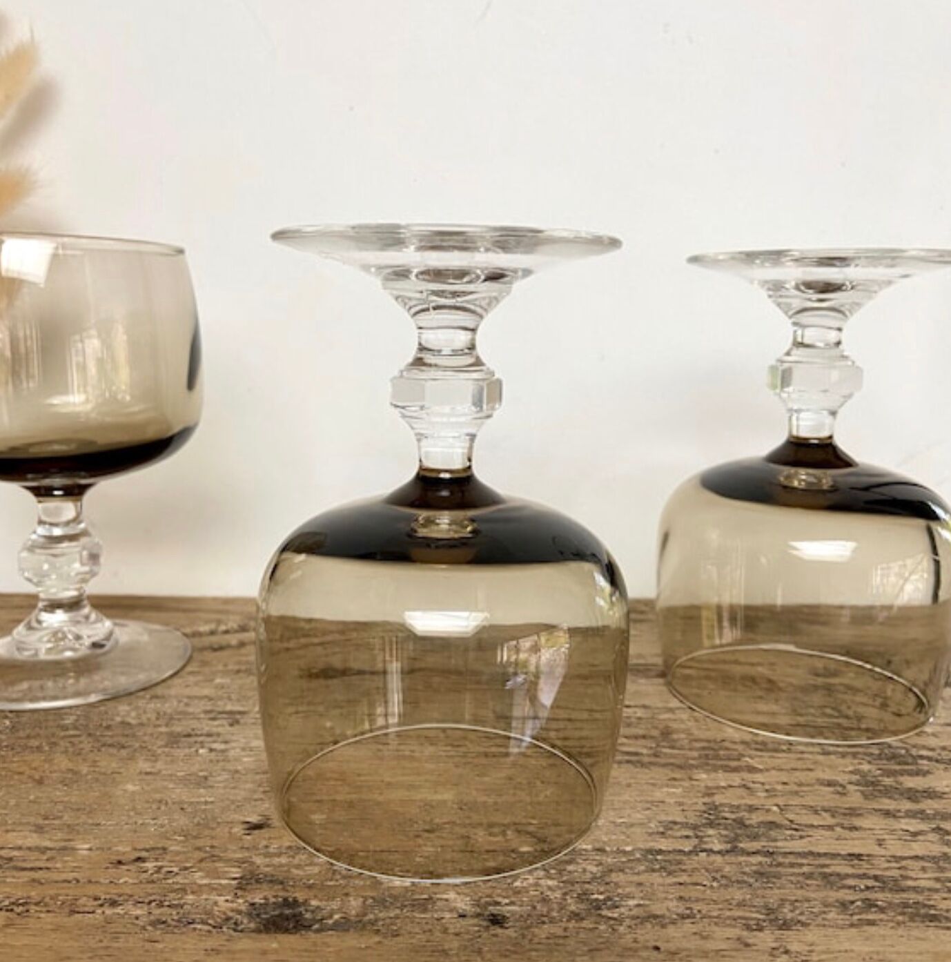 Set of 6 smoked glasses luminarc france