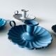 Old lavender blue enamelled candlestick