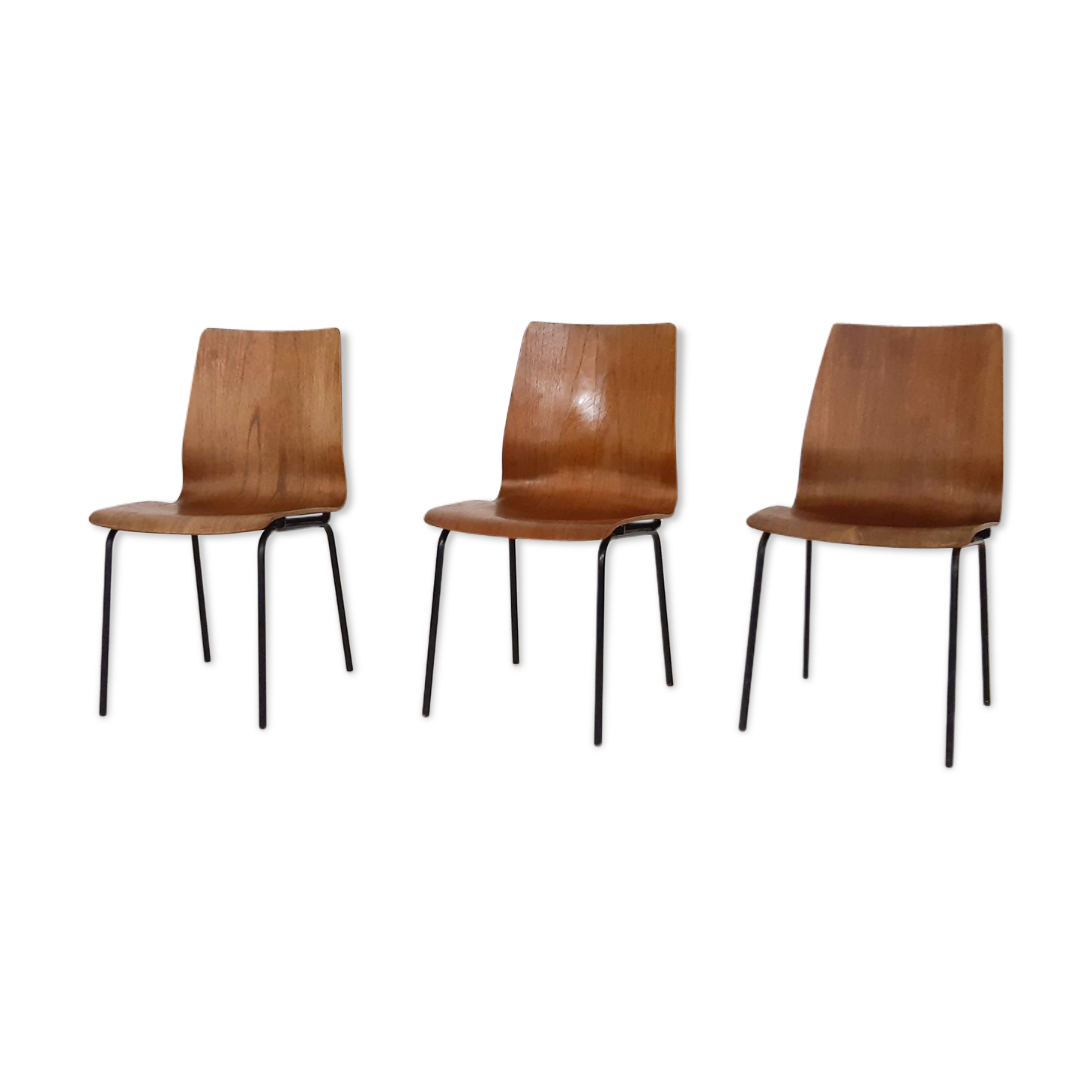Set of 3 plywood Euroika dining chairs by Friso Kramer for Auping