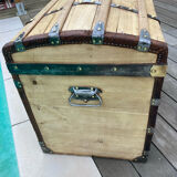 Exceptional curved leather/brass box with beautiful restored clasps.