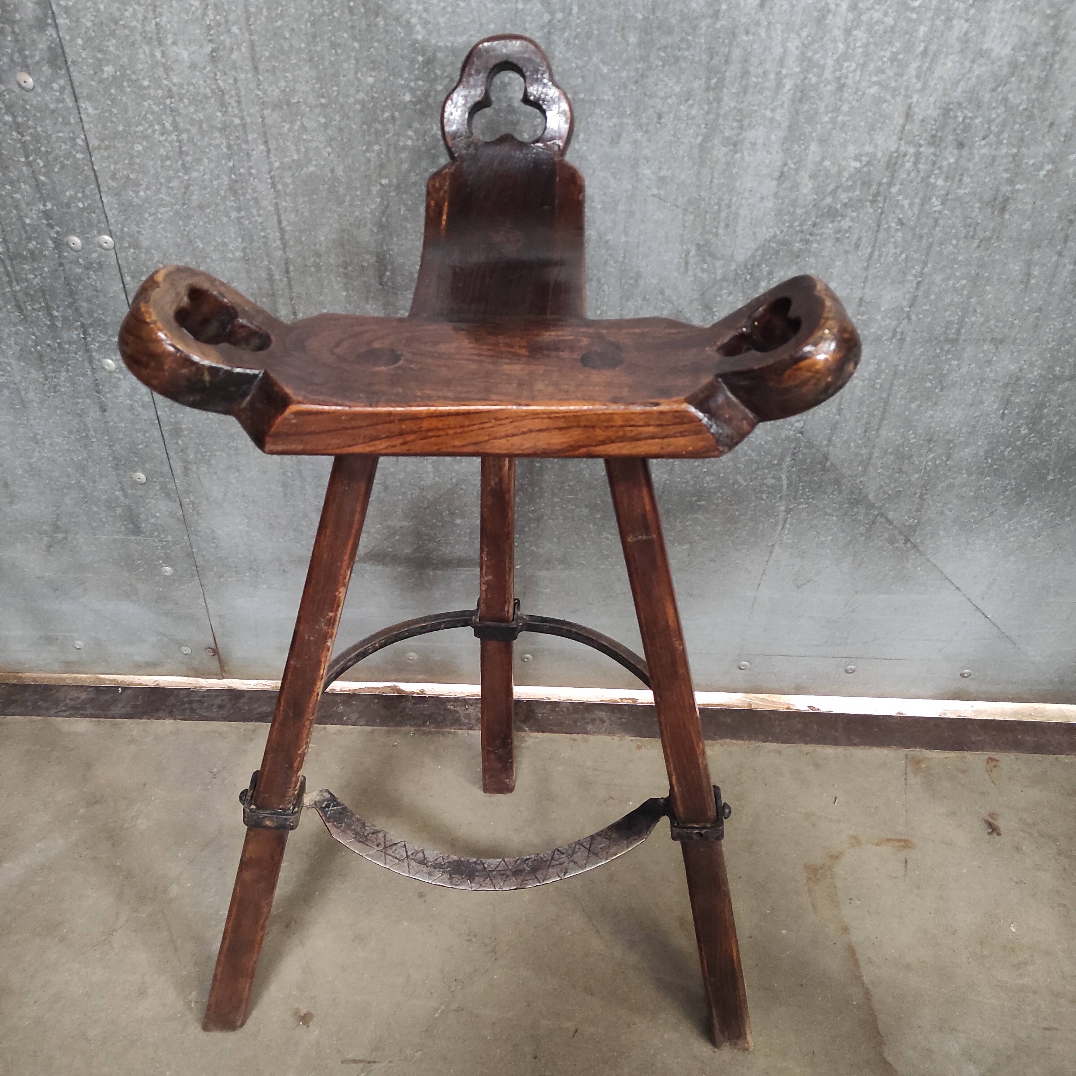Vintage Brutalist Bar Stool 'Marbella' | Confonorm Spain, 1960s