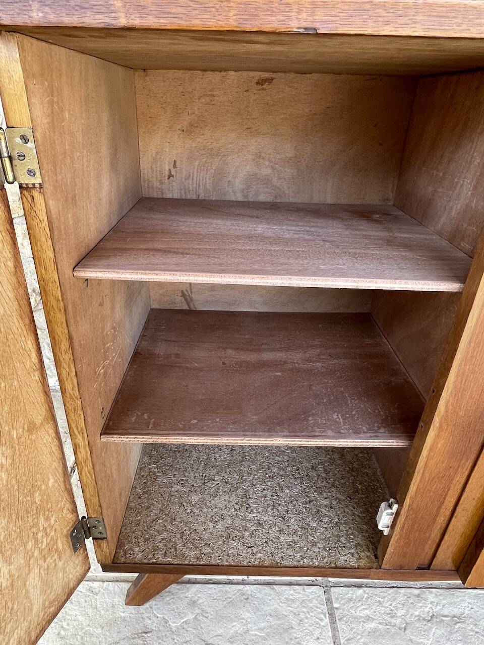 Vintage storage furniture in flame-figured oak, by Gillard Bourdin, circa 196.