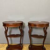 Mahogany bedside table with swan neck.