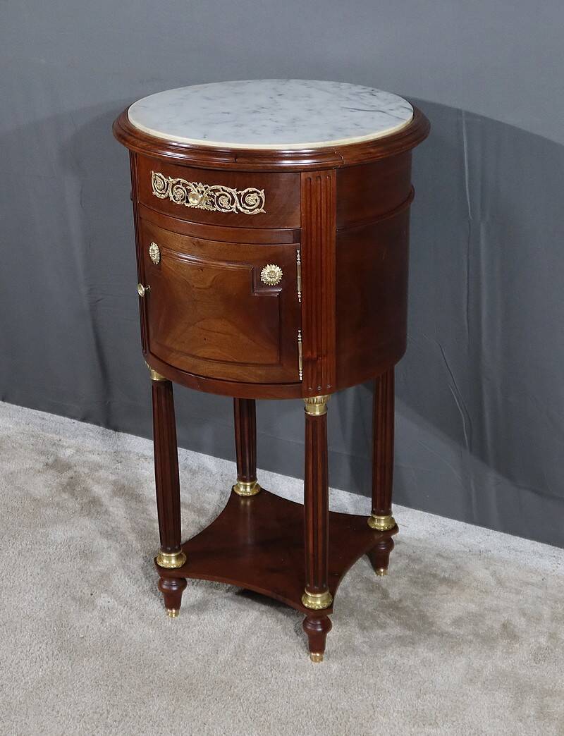 Small Tambour Table in Mahogany, Louis XVI style – Late 19th century
