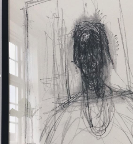 Affiche Alberto Giacometti 1975 vintage Offset lithographie d’un dessin
