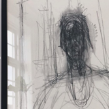Alberto Giacometti 1975 Vintage Offset Lithograph of a drawing