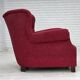 1950s, Danish relax armchair, red furniture fabric, ash wood legs.