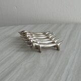6 metal dachshund knife holders