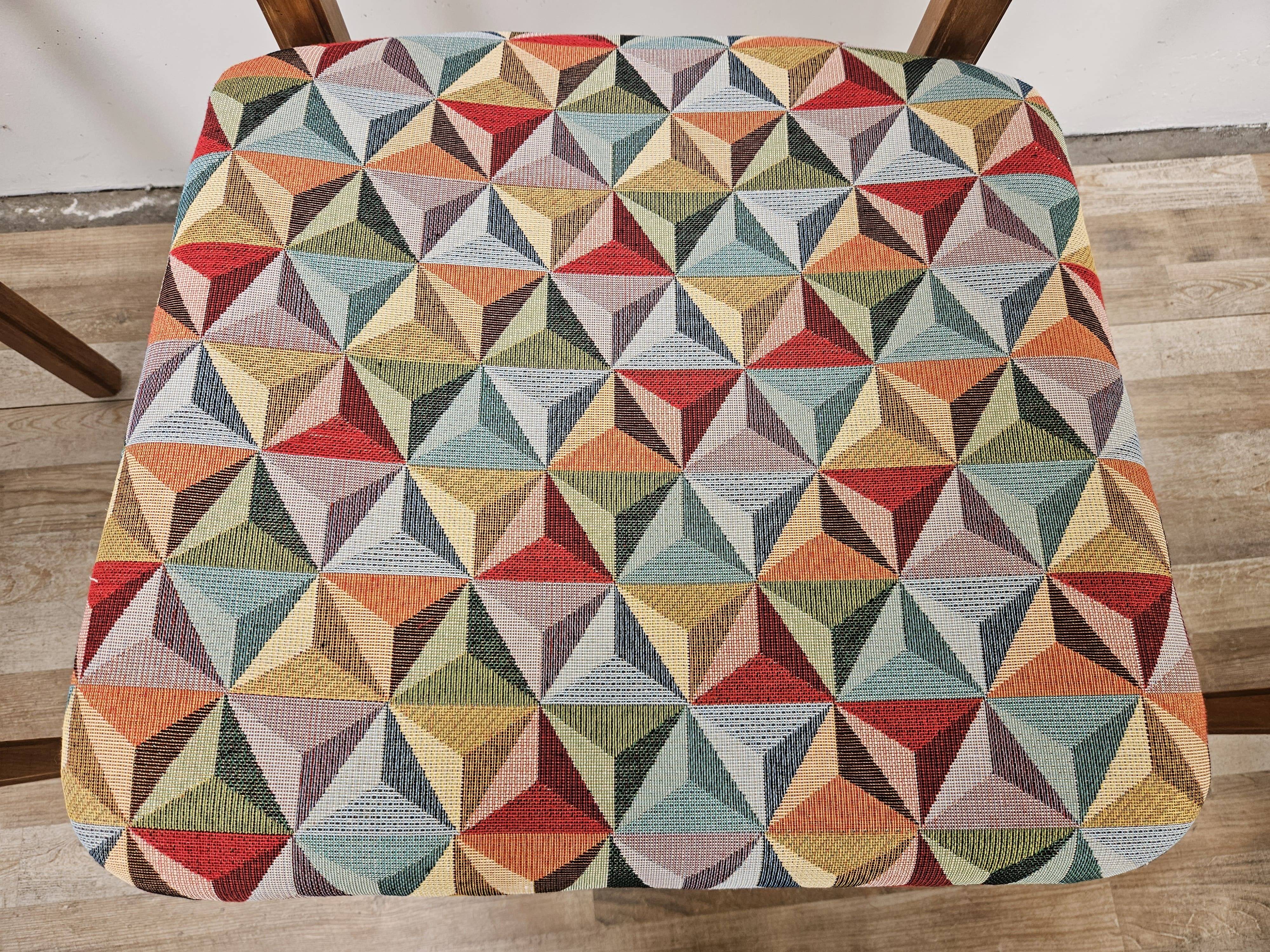 Chaises de salle à manger en hêtre des années 1950 avec assise géométrique