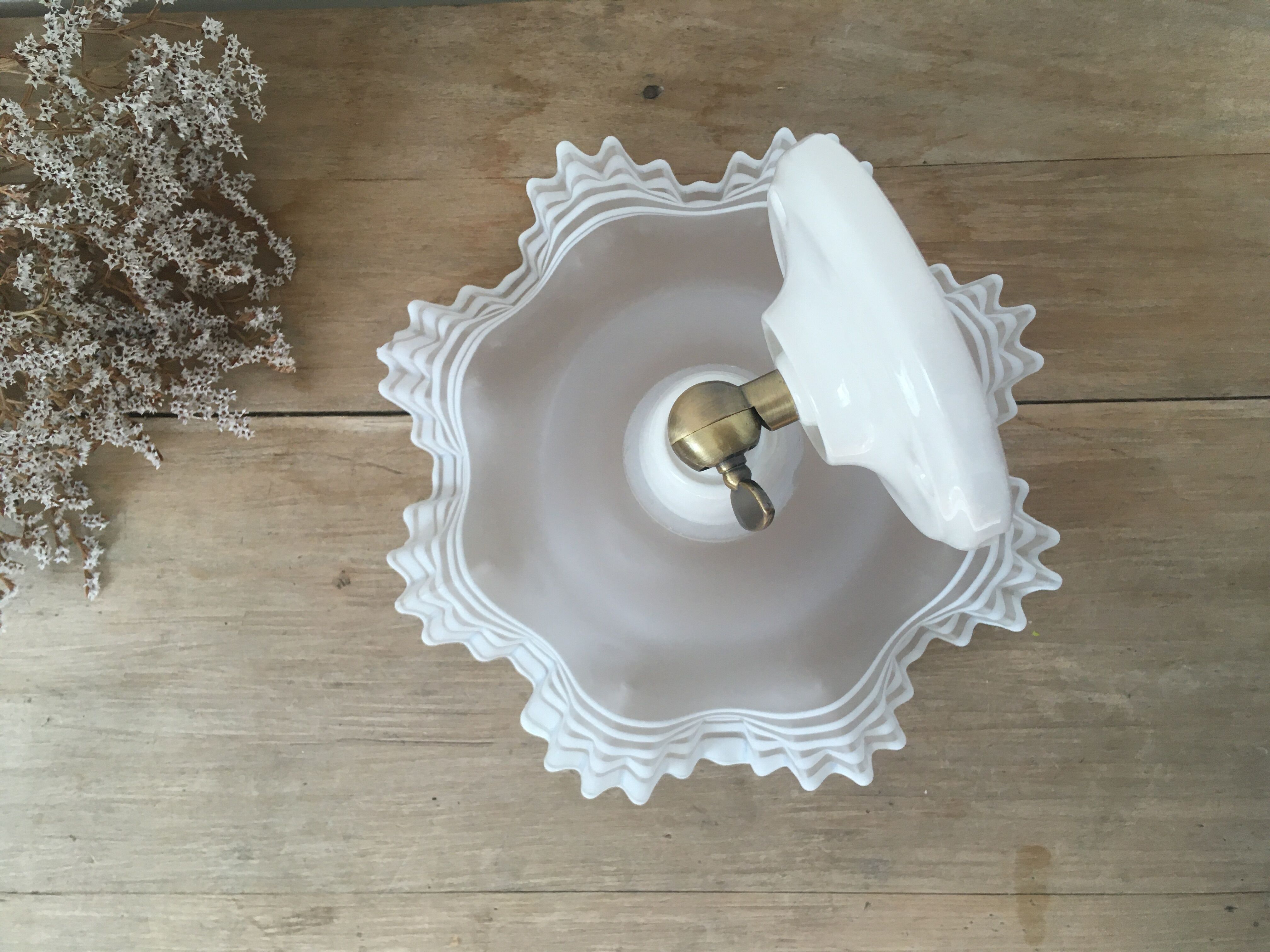 Tulip wall lamp glass collar and porcelain base