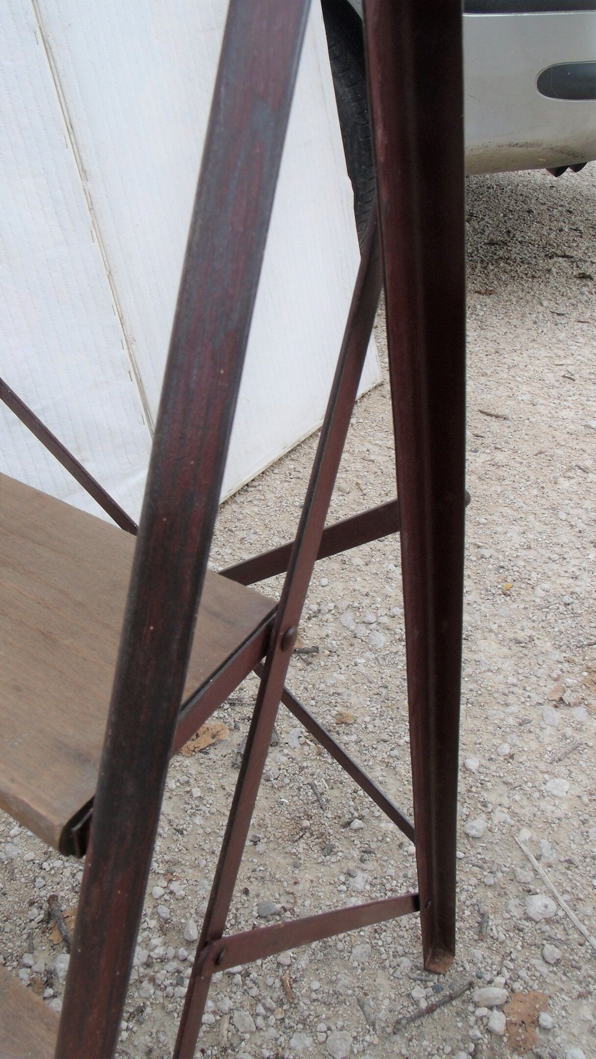 Former stool wood and metal vintage