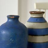 2 mid century ceramic vases in blue