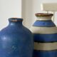 2 mid century ceramic vases in blue