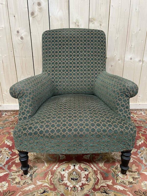 Fauteuil Bergère époque Napoléon III velours vert