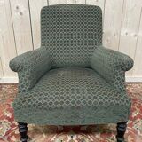 Fauteuil Bergère époque Napoléon III velours vert