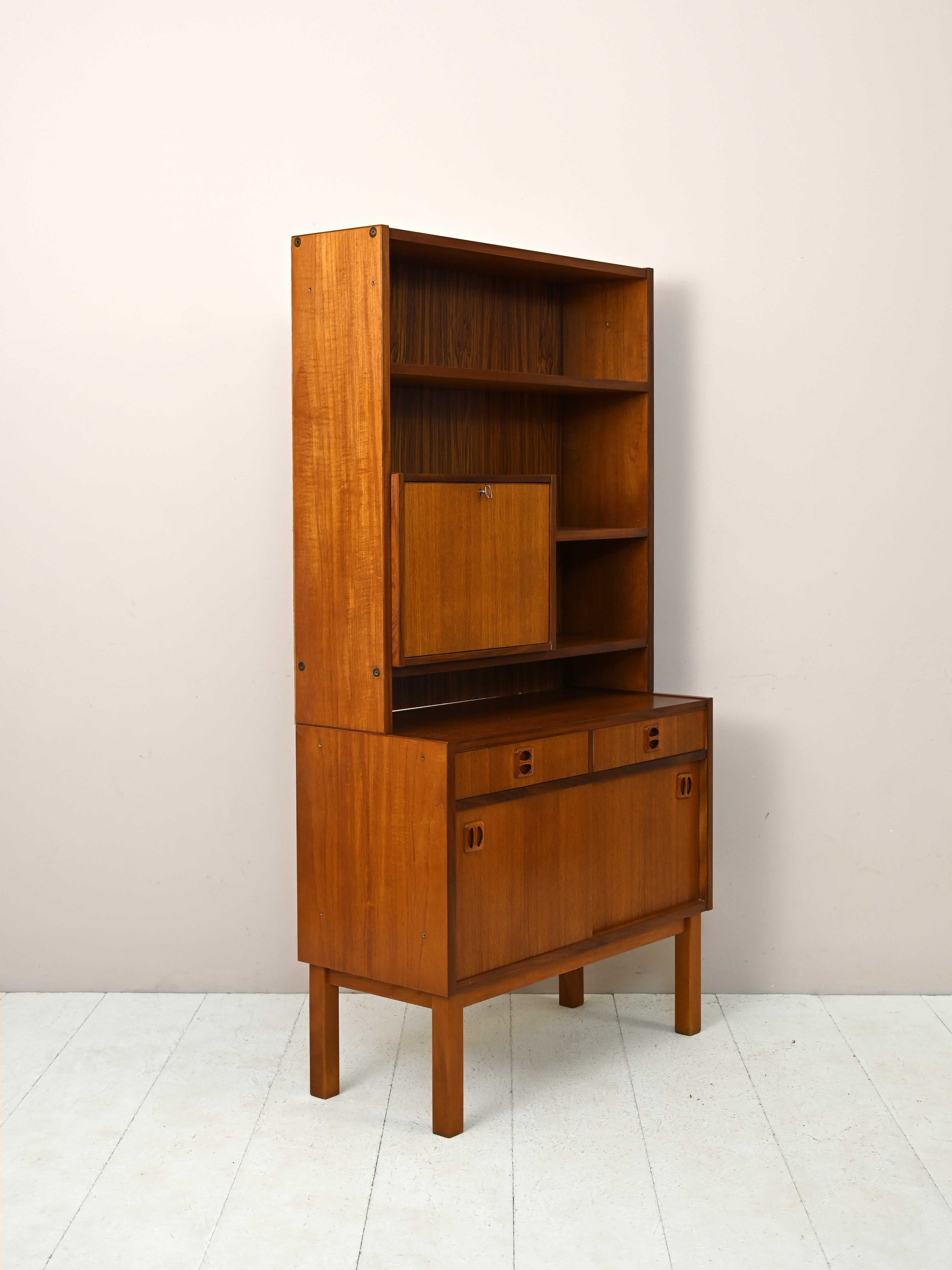 Scandinavian bookcase with bar compartment