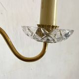 Pair of double glass and metal wall lights, 1960s
