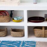 Recycled cotton handcrafted rug - Reversible - Blue