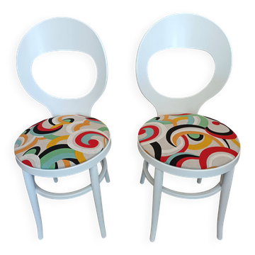 Set of 2 restored Baumann Mouette chairs.