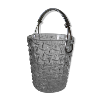 Vintage ice bucket in chiseled glass